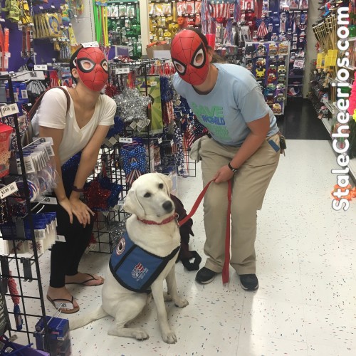 Service dog and halloween masks